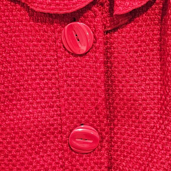 Cato Women Size 2X Red Waffle Weave Ruffle Collared Jacket Lined Professional - Picture 3 of 8